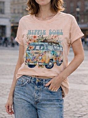 NEW Hippie Soul Retro Van T-Shirt - Vintage Boho Graphic Tee